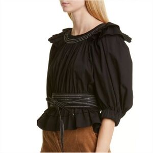 Sea New York Sibylle Puff Sleeve Peplum Top